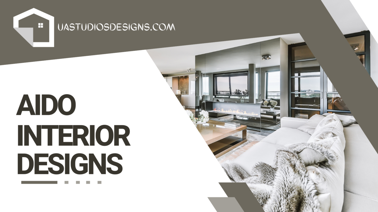 AIDO an interior designing company name on image is displayed and USSTUDIOS best interior design company in Islamabad logo is placed on the top left corner and a beautiful image of modern interior is displayed 